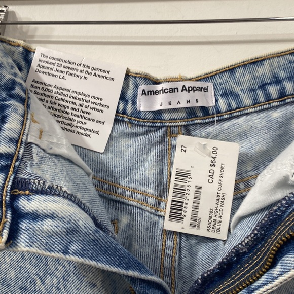 American Apparel Jeans High Waist Cuff Short Blue Acid Wash size 27 - Picture 6 of 11